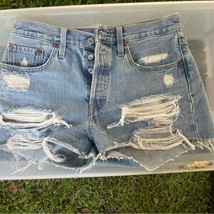 Distressed Denim Shorts
